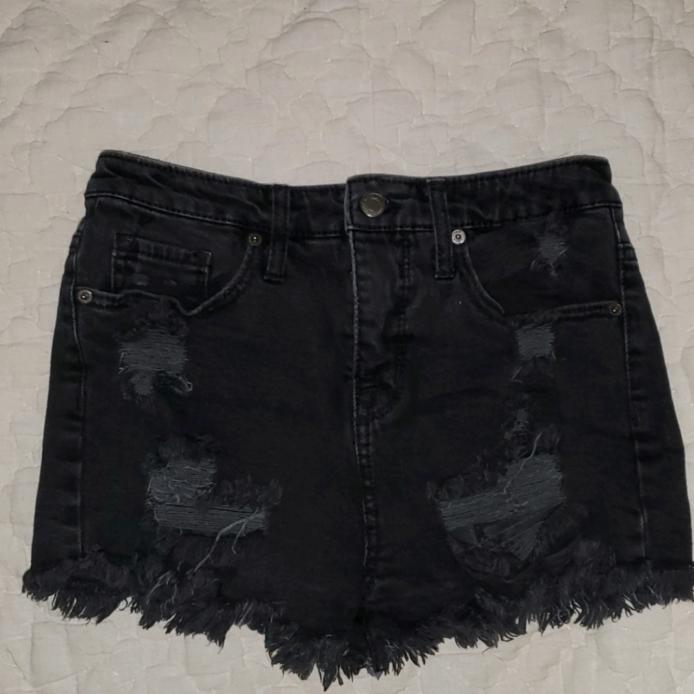 Black distressed Jean shorts